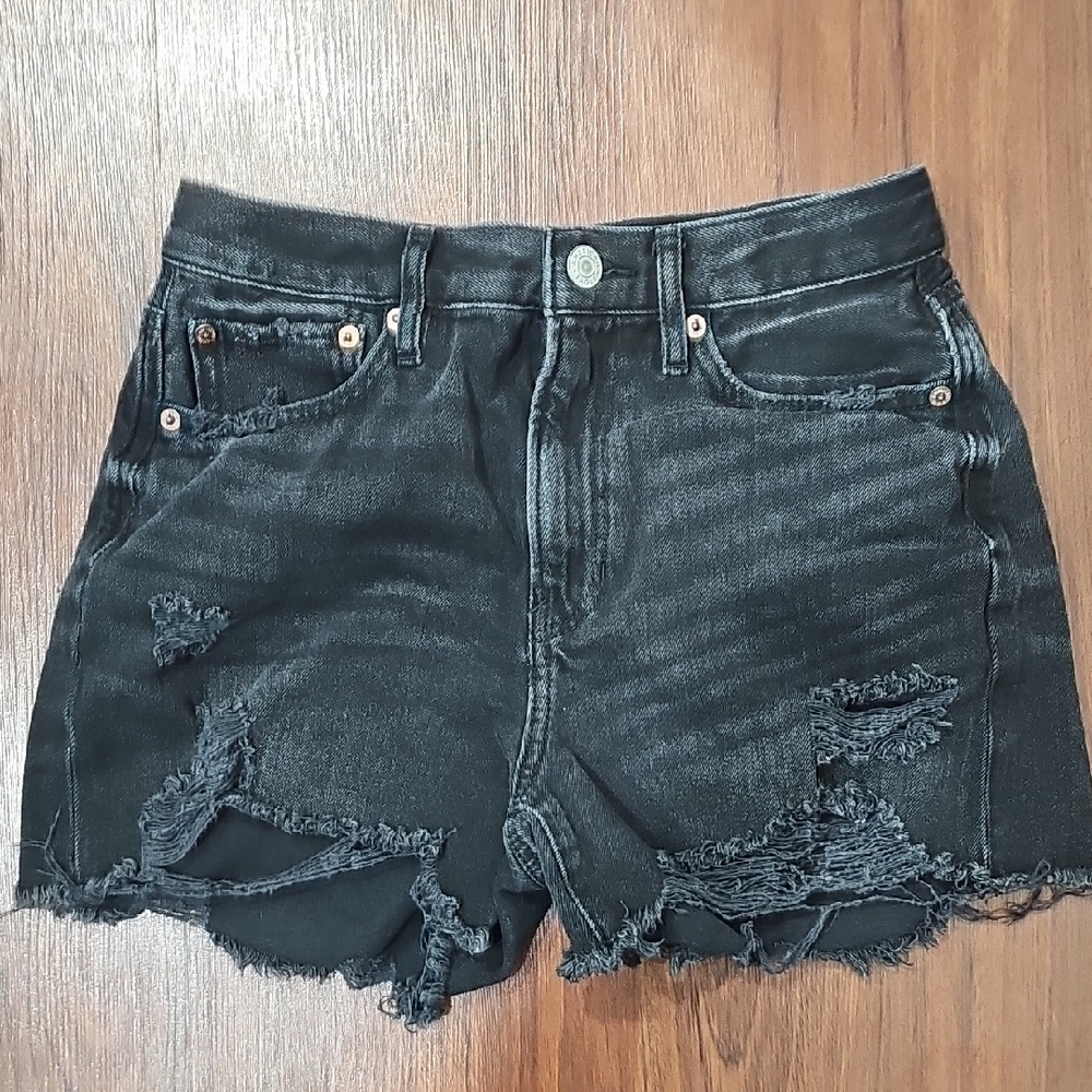 American Eagle Black Distressed Jean Shorts